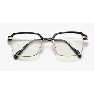(+2.00) Large Black & Gold Retro Frame Reader Glasses Blue Light Blocking Glasse